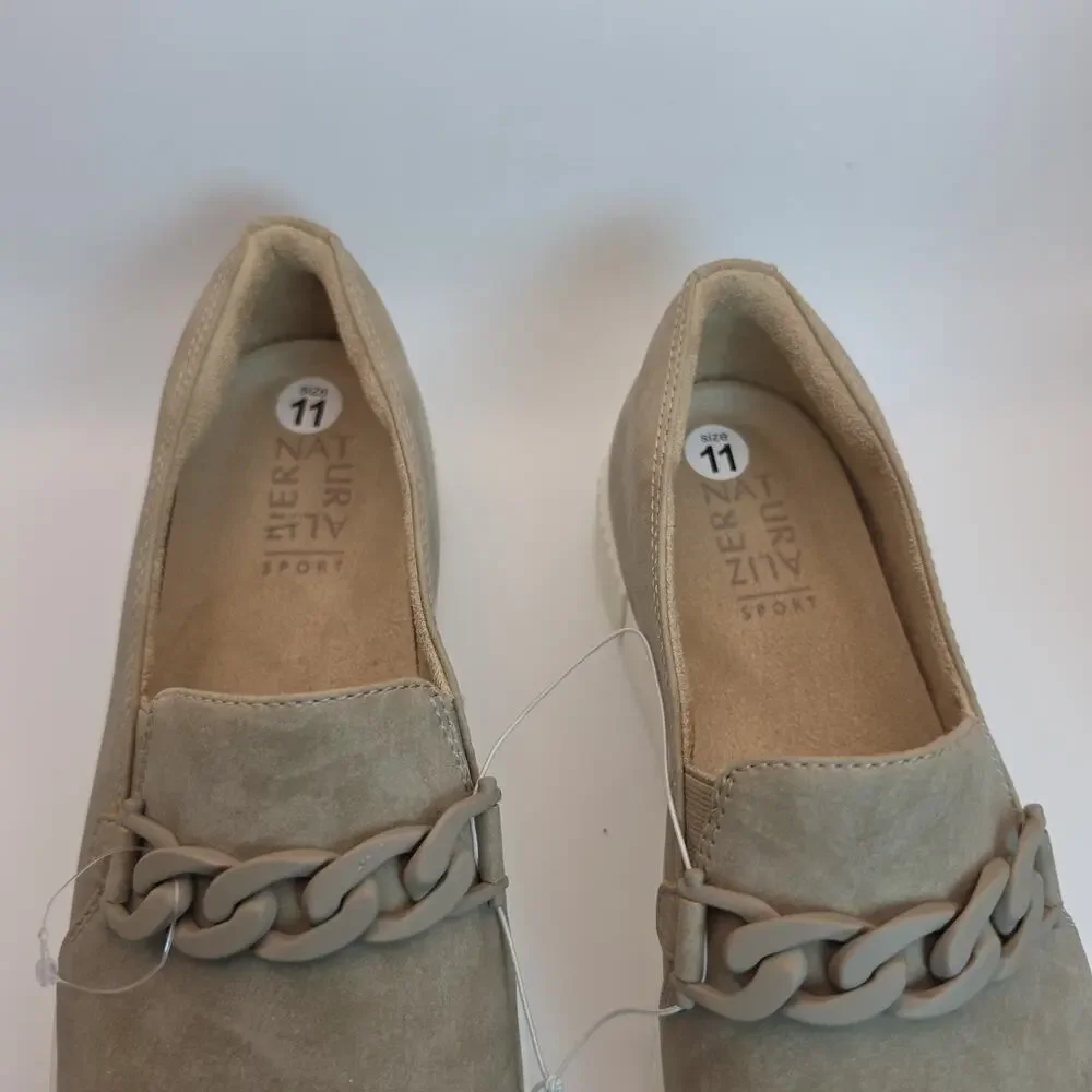 Naturalizer Sport Women's Size 11 Slip On Sneakers Taupe Chain Casual Shoes